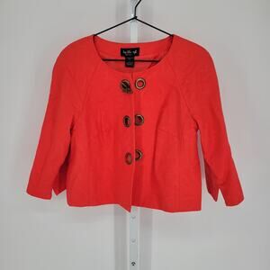 Ivy Chic New York Womens Sz L Cropped Toggle Front Jacket Dark Pink